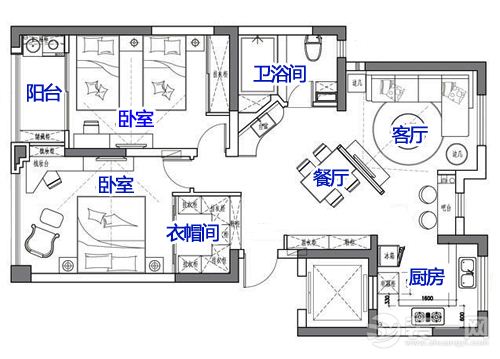 两室两厅装修效果图