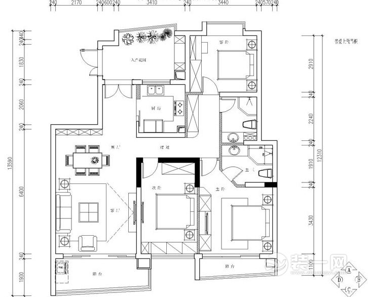 青岛143㎡装修平面设计图